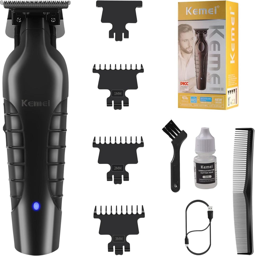 KEMEI 2299 Professional Hair/Beard Trimmer for Men, Zero Gapped Hair Clippers for Barbers, Cordless
