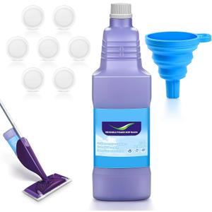 Refillable Replacement Bottle for Swiffer Wet Jet Mop, 1250ml /42 oz, Empty, Leak-Proof HDPE Cleaner Solution Refill Bottle with 7 Silicone Gaskets & 1 Foldable Funnel