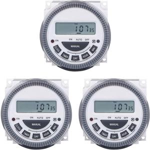 3-Pack Digital Timer Switch TM619H  7-Day Programmable 16A Power Timer for Pool, Sprinkler, Gate, Lights & Hot Tub  220V/50-60Hz with Large LCD Display & Battery Backup