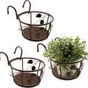 Hanging Flower Pots for Home Kitchens are Commonly Used On Balconies with Iron Hollow Hanging Leaves to Decorate The Stable Garden Green Well Hanging Flower Baskets (Champagne), 18 Cm X 22 Cm X 12 Cm, 5 Gallons