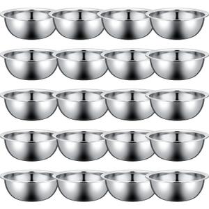 Pinkunn 20 Pcs Stainless Steel Mixing Bowls, Nesting Metal Salad Prep Bowls Bulk Reusable Baking Food Container Large Medium Small for Kitchen Hotel Restaurant Cooking, Silver (8.66 x 3 Inch)