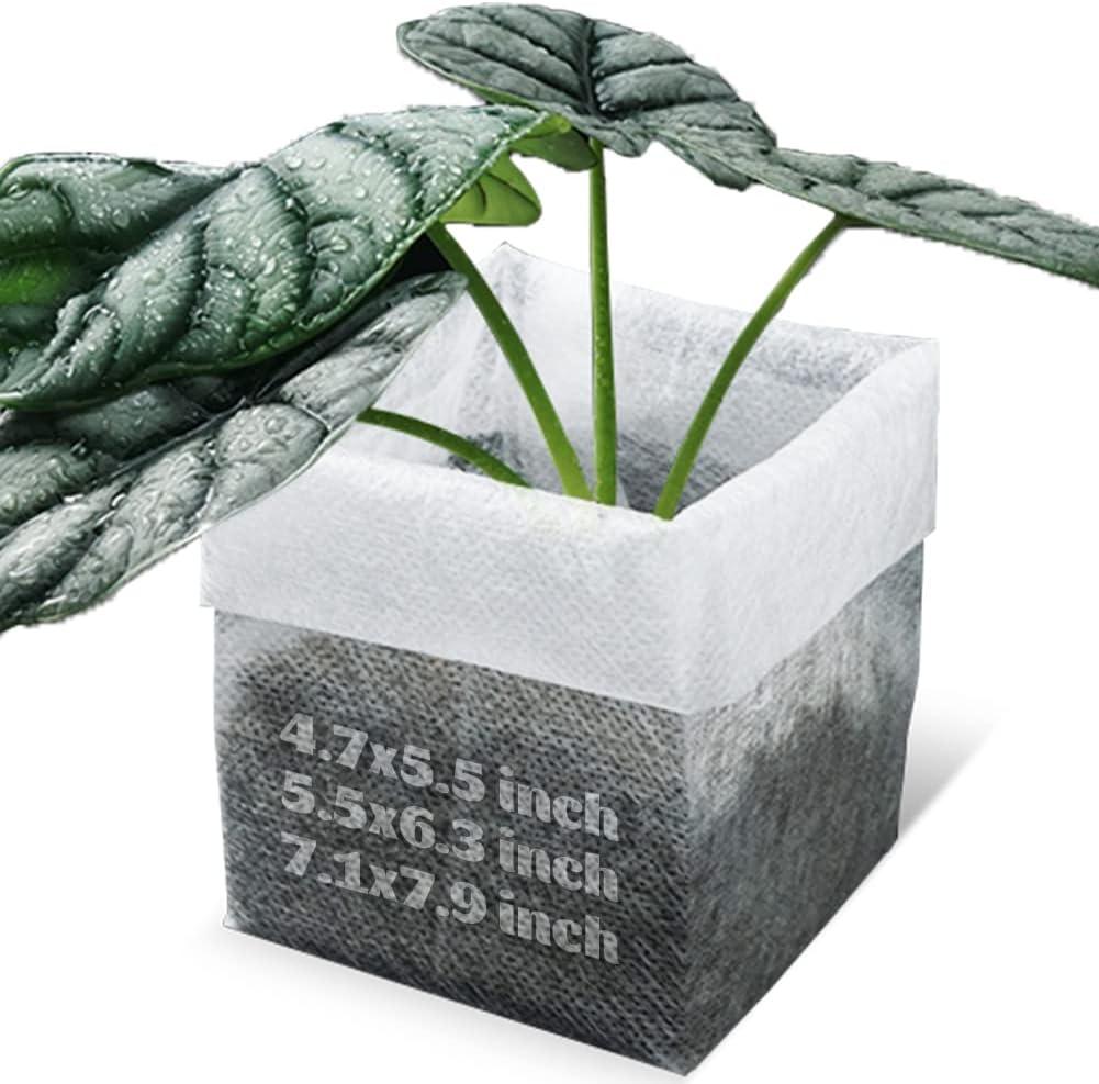 50 Pcs Non-Woven Plant Nursery Bags, Outdoor Plant Seeding Bags, Seedling Pots Container, Fabric Seedling Pots Plants Pouch, 11.02 x 11.02/28x28cm