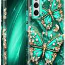 Miqala for Galaxy S22 Plus 5G Case,Glow in The Dark Three Layer Heavy Duty Shockproof Full Body Protection Hard Plastic Bumper+Soft Silicone Case for Samsung Galaxy S22 Plus 6.6 inch,Blue Green