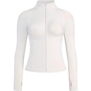 AUROLA Influence Athletic Workout Jacket for Women, Lightweight Slim Fit Full Zip Running Yoga Sports Jacket with Thumb Holes (Medium)