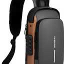 Unisex Anti-Theft Sling Bag with USB Port, Water-Resistant Crossbody Chest Backpack for Travel & Work