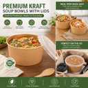 50 Pack 32 OZ Disposable Kraft Paper Bowls with Lids, Special Leakproof Disposable Soup Serving Bowls Bulk Party Supplies for Salad, Hot/Cold Food, Meal Prep, Ice Cream, Takeout & Leftovers