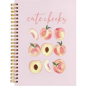 Cute Peach Notebook, Preppy Pink Peach Journal, Summer Fruit Lover Gifts Spiral Notebook Journal for Note Taking, Pink Office Supplies, 5.5x8.3 Inch