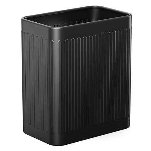 TrashAid Small Bathroom Trash Can, 2.1 Gallon Black Bathroom Garbage Can, Stainless Steel Waste Basket for Office, Under Desk, Bedroom, Rv, Matte Black