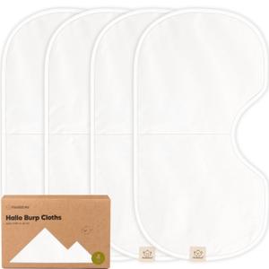 KeaBabies 4-Pack Baby Burp Cloths Baby Girl, Boy - Organic Cotton Burp Cloth, Extra Large, Absorbent, Soft Burping Cloths & Bibs Set for Babies, Newborn Burp Clothes, Thick Burp Rags (White)