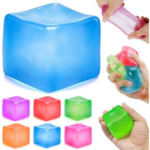 2 x Jumbo Squishy Cube, Slow Rising Stress Relief Squeeze Cube Fidget Toy, 6cm | Ice Cube Stress Balls for Adults & Kids, Stress Cube Filled with Thick Substance, Sensory Toys for Anxiety Relief