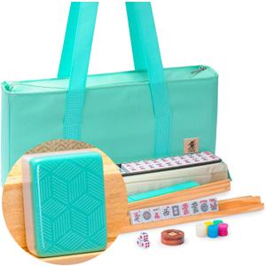 Yellow Mountain Imports American Mahjong Set, Pepper with Soft Case, Racks with Pushers, Wright Patterson Betting Coins, Dice, & Wind Indicator, 21.7 X 10.6 X 3 Inches