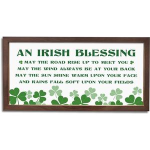 St. Patrick's Day Wood Decor, Irish Blessing Decors, Decorative Wooden Signs and Plaques, Farmhouse Artwork for Home Office Decor, Irish Blessing Gift, Housewarming Gift, 15×7.5×0.3 inches