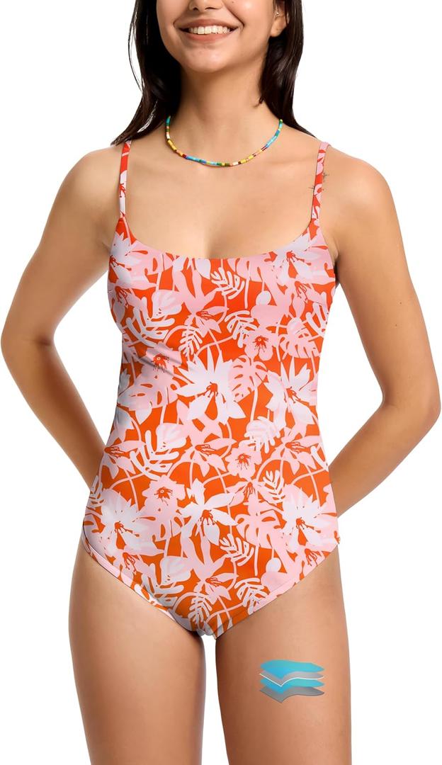 Beautikini Period Swimwear One Piece Leakproof Swimsuit Menstrual Tummy Control Bathing Suit for Teens Girls and Women (S)
