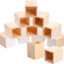 12 Pack Wooden Pencil Holder, Unfinished Wood Pen Holder for Desk, Square Pine Wood Organizer for DIY Crafts & Office Supplies (3.14" x 3.14" x 3.93")