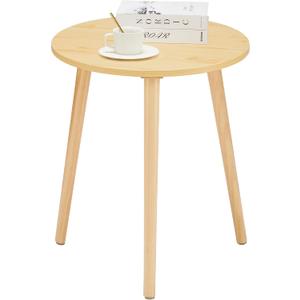 Apicizon Small Round Side Table, Modern Light Wood Side Table Bedside Nightstand End Table for Small Spaces, Bedroom, Living Room, 16.5 x 20 Inches, Natural (All Natural)