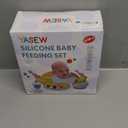 Silicone Baby Feeding Set, 10 Pcs Baby Led Weaning Supplies Baby Eating Essentials Set with Suction Bowl Divided Plate Adjustable Bib Soft Spoon Fork Cup with Lid Drinking Cup, Travel Bag (Green)