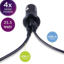 Phillips Dual USB Car Charger With USB A/USB C Charge Cable