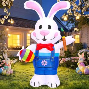 6FT Easter Inflatables Outdoor Decoration Inflatable Bunny, Built in LED Lights Blow Up Yard Decoration for Lawn Garden Holiday Party