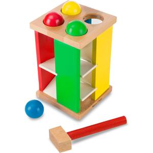 Melissa & Doug Deluxe Pound and Roll Wooden Tower Toy with Hammer, White
