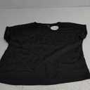 ANRABESS Women's Summer Dressy Casual Short Sleeve Shirts Crewneck Silk Satin Business Office Work Blouse Tops (Large, Black)