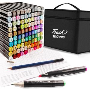 ELEAZAR 100 Color Alcohol Based Dual Tip Markers Set, Permanent Sketch Markers for Kids, Adults Coloring and Artist Illustration (102)