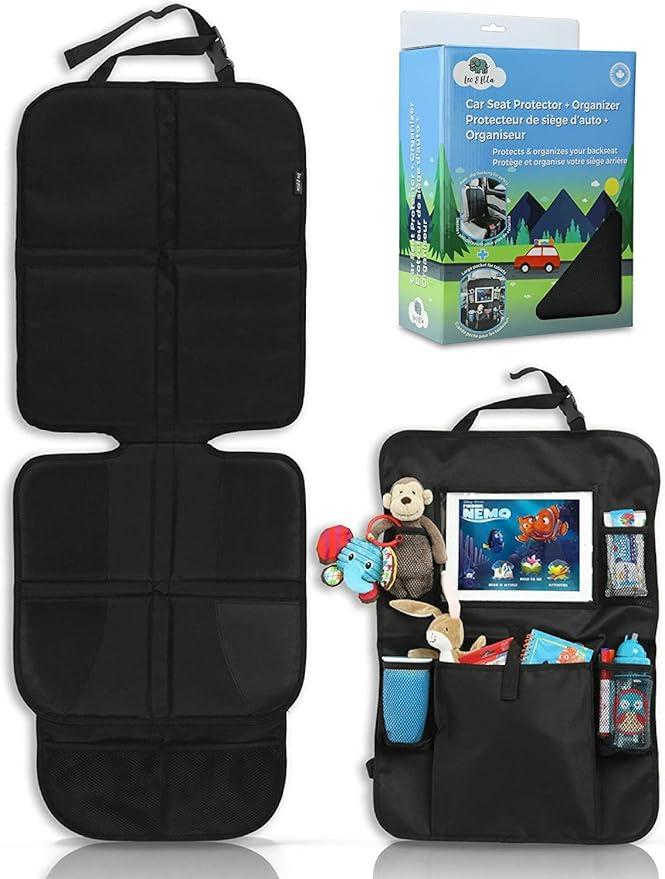 Leo and Ella Car Seat Protector for Child Car Seat, General Use and Backseat Organizer with Tablet Holder, Durable & Waterproof, Child Mat