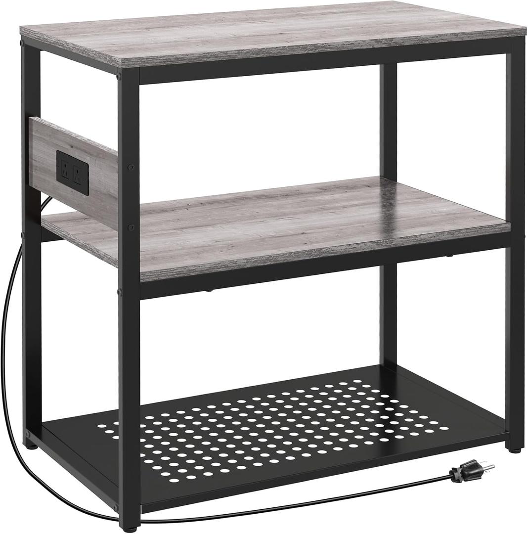 Livofloral 20-29 Gallon Fish Tank Stand With Power Outlets, 3-Tier Metal Aquarium Stands, Breeder Reptile Tank Stand with Shelf for Home Office, 660LBS Capacity, 29.5 x 15.8 x 30.1 inches, Grey