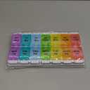 Sukuos AM PM Weekly Pill Organizer 2 Times A Day, Large Daily Pill Box Case 7 Day with Easy Push Button Design, Detachable Medicine Holder for Vitamin/Fish Oil/Supplements (Rainbow)