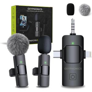 Professional Wireless Lavalier Microphone (3-in-1) for iPhone, iPad, Android - Studio Lapel Mic for Vlogging Youtube TikTok Interview Podcast Video Recording - Clip On Portable - Mini Lav