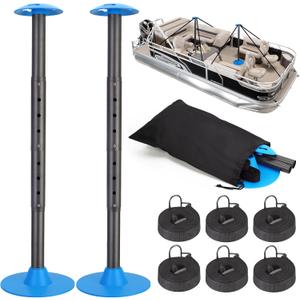 Windproof Boat Cover Support Pole System 2 Pcs with 8 Adjustable Heights Telescoping Steel Furniture Cover Support Poles 18"-57" with Straps Storage Bag