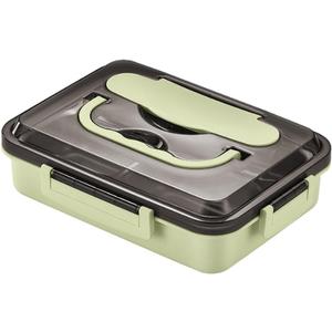 304 Stainless Steel Bento Lunch Boxes for Adults, 5 Sections Rectangular Divided Plates Tray Green Reusable dinner Plate with Lid and Buckled for Adults Portion Control