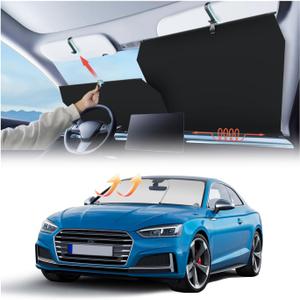 2026 Auto Retractable Sun Shade for Car Windshield - Adjustable Automatic Front Window Sunshade for UV & Heat Protection - Universal Fit for Outdoor Camping & Daily Parking (Not Fit Dashboard Bulge)