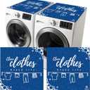 (2PCS) Washer And Dryer Covers For The Top With Blue Design And Happy Life Words, Decorative Washer Dryer Topper And Washing Machine Cover For A Cheerful Laundry Room (23 x 23 in)
