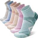 ANTSANG 6 Pairs Merino Wool Quarter Ankle Hiking Running Socks Compression Thermal Thick Cushion Socks for Women Men (Medium, Light Color Combination)