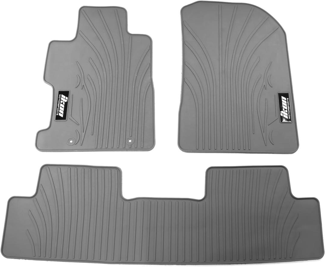 IKON MOTORSPORTS, Floor Mats Compatible with 2006-2011 Honda Civic Coupe & Sedan, Gray/Grey Latex All Weather Easy Clean Interior Car Carpets Full Set 3 Pieces