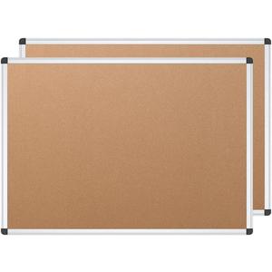 VIZ-PRO Cork Notice Board, 36 X 24 Inches, Pack of 2, Silver Aluminium Frame