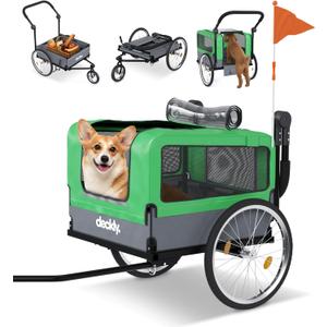 Deckly 4in1 Dog Bike Trailer - Dog Bicycle Trailer Attachment with 88lb Max Weight, Smooth Rolling Wheels Stroller - Pet Bike Carrier for Dogs, Versatile Pulling Cart for Cargo & Small/Medium Dogs