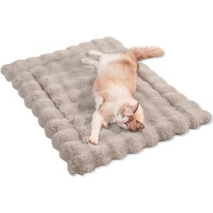 Plush Cat Beds for Indoor Cats Faux Fur Pet Mat with Non-Slip Bottom Cozy Kitten Bed for Carriers/Couch/Floor/Dog & Puppy Friendly 48 x 48Inch Medium Coffee