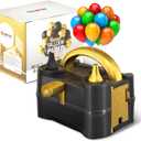 Bezente Balloon Pump Electric, Portable Balloon Inflator Pump Electric Air Pump for Balloons Dual Nozzle Electric Balloon Pump for Birthday Wedding Graduation Party Decorations (Black Gold)