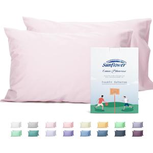Sunflower Queen Pillowcases Set of 2, 100% Cotton Queen Pillow Cases 2, 2030 inches Light Pink, Soft and Breathable