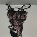 Avidlove Lingerie Sets for Women Sexy Lace Skull Corset with Garter Belt One Piece Teddy Bodysuit (Brown Leopard), XL