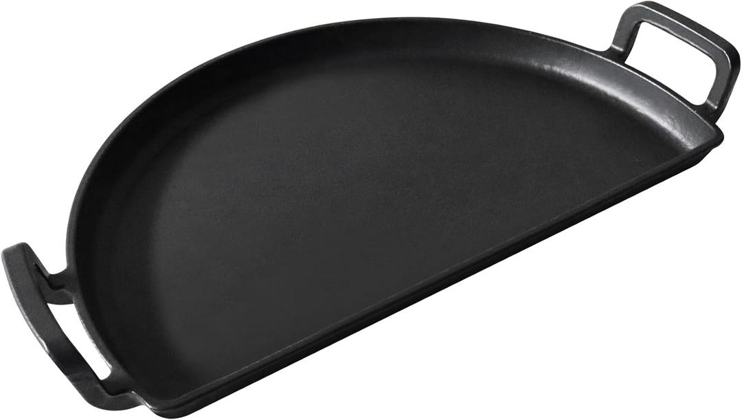 SafBbcue Cast Iron Half Moon Griddle Pan, Griddle Hotplate Compatible with 22 inch Charcoal Grill, Nexgrill, Slow n Sear, VEVOR, Kamado, Big Green Egg 22" Charcoal Kettle Grill Accessories
