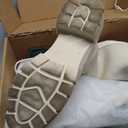 Vepose Women's 953 Knee High Combat Boots Chunky Platform Heel, Lace Up Gothic Punk Work Boots for Dresses and Jeans (Beige)