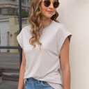 Womens Summer Tops Spring Outfits 2026 Fashion Casual Dressy T Shirts Cap Sleeve Workout Clothes Going Out Trendy Vacation (M)