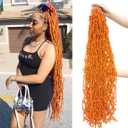 Orange Faux Soft Locs 36 Inch 7 Packs Bright Color Crochet Locs Hair Whole Strand No Extended Pre-looped Long Locs Synthetic Crochet Braids Hair Extensions For Black Women (36inch, 7packs, Orange)