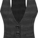 Design by Olivia Women's Racerback Plaid Vest Tuxedo Suit Waistcoat Charcoal/ Plaid 3 M