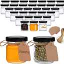 QAPPDA 1.5oz Mini Glass Jars with Black Lids,Round Small Honey Jars 70 Pack Mini Storage Jar for Candle Making,Clear Glass Bottle 45ml Glass Spice Containers for Jelly,Jam,Craft,Wedding,Party Favor