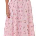 KUTUMAI Floral Corset Midi Dresses for Women 2025 Lace Up Flowy Summer Wedding Guest Dress with Pockets PinkFloral L