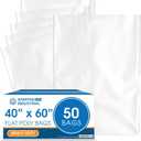 40" X 60" Open-End Flat Poly Bags (50 Count) - 2 Mil Clear Plastic Bags