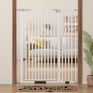 51.18" Extra Tall Pet Gate for Doorways Auto Close, Walk Thru Metal Cat Gates 30"-40" w, Adjustable Width with Extension Kits,No Drilling Pressure Mount Kit